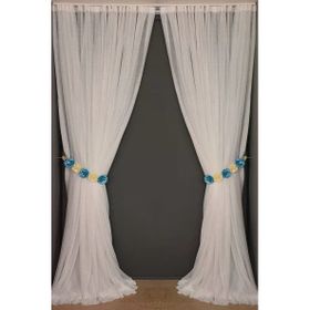 Akça Tekstil 300x260 cm Kırık Beyaz Dar Etek Tek Kanat Hazır Dikilmiş Pileli Fon Perde