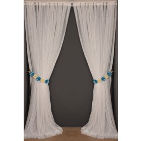 Akça Tekstil 300x260 cm Kırık Beyaz Dar Etek Tek Kanat Hazır Dikilmiş Pileli Fon Perde