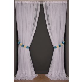 Akça Tekstil 300x260 cm Kırık Beyaz Geniş Etek Model Tek Kanat Hazır Pileli Fon Perde