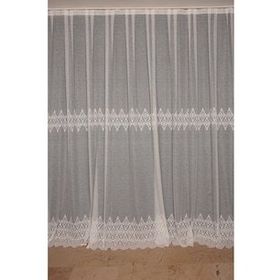 Akça Tekstil 300x260 cm Kırık Beyaz Göbekli Dantel Tek Kanat Hazır Dikilmiş Pileli Fon Perde