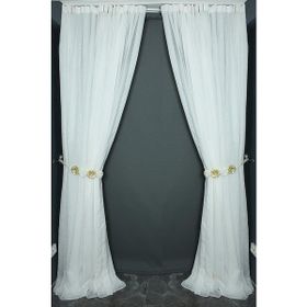 Akça Tekstil 300x260 cm Kırık Beyaz Keten Model Tek Kanat Hazır Dikilmiş Pileli Fon Perde