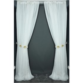 Akça Tekstil 300x260 cm Kırık Beyaz Keten Model Tek Kanat Hazır Dikilmiş Pileli Fon Perde