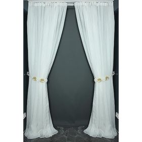 Akça Tekstil 300x260 cm Kırık Beyaz Keten Model Tek Kanat Hazır Dikilmiş Pileli Fon Perde