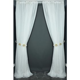 Akça Tekstil 300x260 cm Kırık Beyaz Keten Model Tek Kanat Hazır Dikilmiş Pileli Fon Perde