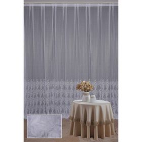 Akça Tekstil 300x260 cm Kırık Beyaz Küçük Yaprak Model Tek Kanat Hazır Dikilmiş Pileli Fon Perde