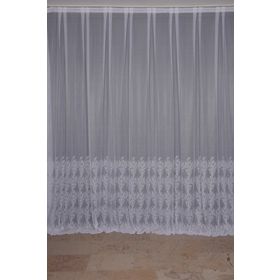Akça Tekstil 300x260 cm Kırık Beyaz Küçük Yaprak Model Tek Kanat Hazır Dikilmiş Pileli Fon Perde