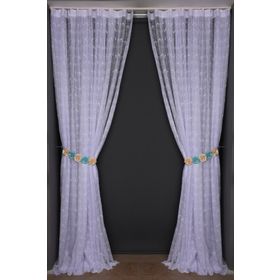 Akça Tekstil 300x260 cm Kırık Beyaz Kuş Model Tek Kanat Dikilmiş Pileli Fon Perde