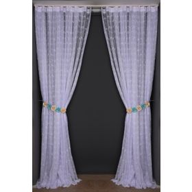 Akça Tekstil 300x260 cm Kırık Beyaz Kuş Model Tek Kanat Dikilmiş Pileli Fon Perde