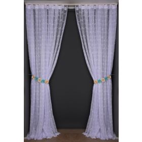 Akça Tekstil 300x260 cm Kırık Beyaz Kuş Model Tek Kanat Dikilmiş Pileli Fon Perde