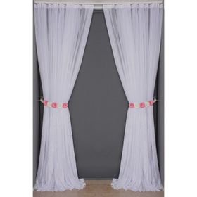 Akça Tekstil 300x260 cm Kırık Beyaz Selvi Desen Tek Kanat Hazır Dikilmiş Pileli Fon Perde