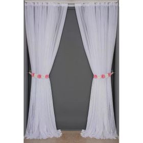 Akça Tekstil 300x260 cm Kırık Beyaz Selvi Desen Tek Kanat Hazır Dikilmiş Pileli Fon Perde