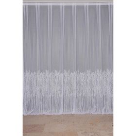 Akça Tekstil 300x260 cm Kırık Beyaz Selvi Desen Tek Kanat Hazır Dikilmiş Pileli Fon Perde