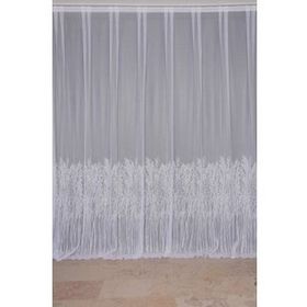 Akça Tekstil 300x260 cm Kırık Beyaz Selvi Desen Tek Kanat Hazır Dikilmiş Pileli Fon Perde