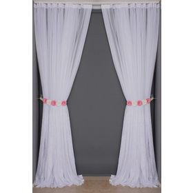Akça Tekstil 300x260 cm Kırık Beyaz Selvi Desen Tek Kanat Hazır Dikilmiş Pileli Fon Perde