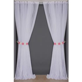 Akça Tekstil 300x260 cm Kırık Beyaz Selvi Desen Tek Kanat Hazır Dikilmiş Pileli Fon Perde