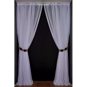 Akça Tekstil 300x260 cm Kırık Beyaz Sık Noktalı Model Tek Kanat Hazır Pileli Fon Perde