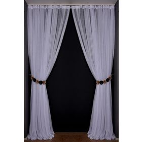 Akça Tekstil 300x260 cm Kırık Beyaz Sık Noktalı Model Tek Kanat Hazır Pileli Fon Perde