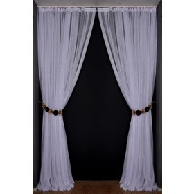 Akça Tekstil 300x260 cm Kırık Beyaz Sık Noktalı Model Tek Kanat Hazır Pileli Fon Perde