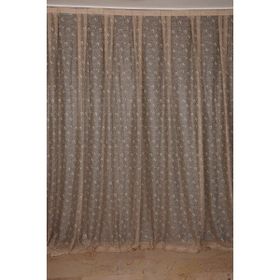 Akça Tekstil 300x260 cm Koyu Vizon Kuş Model Tek Kanat Dikilmiş Pileli Fon Perde