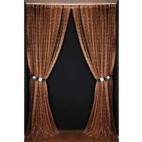 Akça Tekstil 300x260 cm Koyu Vizon Kuş Model Tek Kanat Dikilmiş Pileli Fon Perde