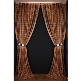 Akça Tekstil 300x260 cm Koyu Vizon Kuş Model Tek Kanat Dikilmiş Pileli Fon Perde