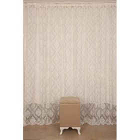 Akça Tekstil 300x260 cm Krem Damaks Model Tek Kanat Hazır Dikilmiş Pileli Fon Perde