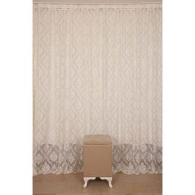 Akça Tekstil 300x260 cm Krem Damaks Model Tek Kanat Hazır Dikilmiş Pileli Fon Perde