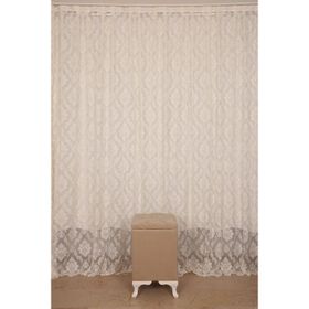 Akça Tekstil 300x260 cm Krem Damaks Model Tek Kanat Hazır Dikilmiş Pileli Fon Perde
