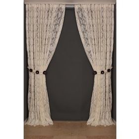 Akça Tekstil 300x260 cm Krem Damaks Model Tek Kanat Hazır Dikilmiş Pileli Fon Perde