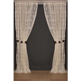 Akça Tekstil 300x260 cm Krem Damaks Model Tek Kanat Hazır Dikilmiş Pileli Fon Perde