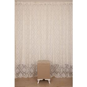 Akça Tekstil 300x260 cm Krem Damaks Model Tek Kanat Hazır Dikilmiş Pileli Fon Perde