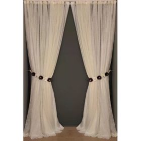 Akça Tekstil 300x260 cm Krem Dar Etek Tek Kanat Hazır Dikilmiş Pileli Fon Perde