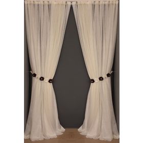 Akça Tekstil 300x260 cm Krem Dar Etek Tek Kanat Hazır Dikilmiş Pileli Fon Perde