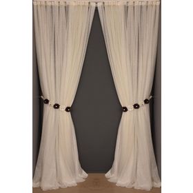 Akça Tekstil 300x260 cm Krem Dar Etek Tek Kanat Hazır Dikilmiş Pileli Fon Perde