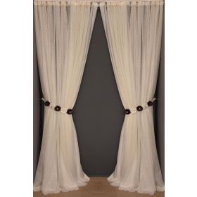 Akça Tekstil 300x260 cm Krem Dar Etek Tek Kanat Hazır Dikilmiş Pileli Fon Perde