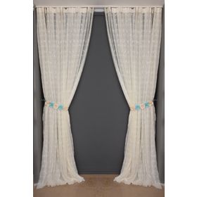 Akça Tekstil 300x260 cm Krem Küçük Yaprak Model Tek Kanat Hazır Dikilmiş Pileli Fon Perde
