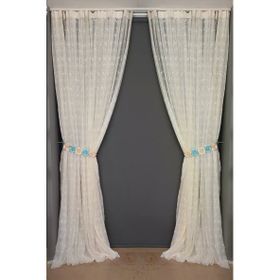 Akça Tekstil 300x260 cm Krem Kuş Model Tek Kanat Dikilmiş Pileli Fon Perde
