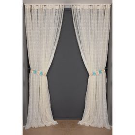Akça Tekstil 300x260 cm Krem Kuş Model Tek Kanat Dikilmiş Pileli Fon Perde