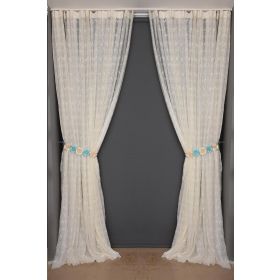 Akça Tekstil 300x260 cm Krem Kuş Model Tek Kanat Dikilmiş Pileli Fon Perde
