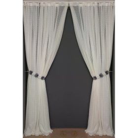 Akça Tekstil 300x260 cm Krem Seyrek Noktalı Model Tek Kanat Hazır Pileli Fon Perde