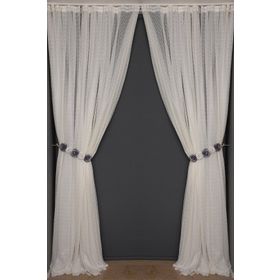 Akça Tekstil 300x260 cm Krem Seyrek Noktalı Model Tek Kanat Hazır Pileli Fon Perde