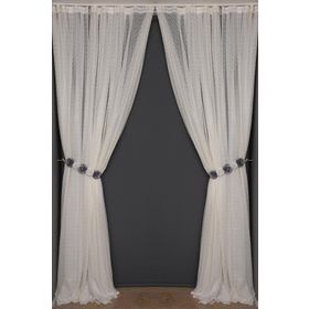 Akça Tekstil 300x260 cm Krem Seyrek Noktalı Model Tek Kanat Hazır Pileli Fon Perde