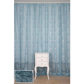 Akça Tekstil 300x260 cm Mavi Damaks Model Tek Kanat Hazır Dikilmiş Pileli Fon Perde