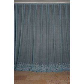 Akça Tekstil 300x260 cm Mavi Geniş Etek Model Tek Kanat Hazır Pileli Fon Perde