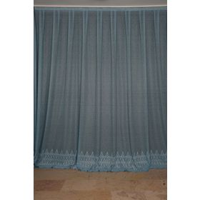 Akça Tekstil 300x260 cm Mavi Geniş Etek Model Tek Kanat Hazır Pileli Fon Perde