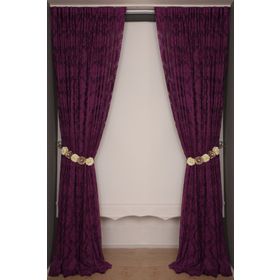 Akça Tekstil 300x260 cm Mor Damaks Model Tek Kanat Hazır Dikilmiş Pileli Fon Perde