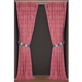 Akça Tekstil 300x260 cm Pembe Damaks Model Tek Kanat Hazır Dikilmiş Pileli Fon Perde