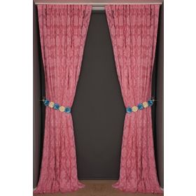 Akça Tekstil 300x260 cm Pembe Damaks Model Tek Kanat Hazır Dikilmiş Pileli Fon Perde