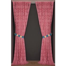 Akça Tekstil 300x260 cm Pembe Damaks Model Tek Kanat Hazır Dikilmiş Pileli Fon Perde