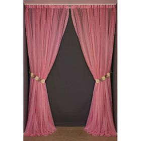 Akça Tekstil 300x260 cm Pembe Dar Etek Tek Kanat Hazır Dikilmiş Pileli Fon Perde